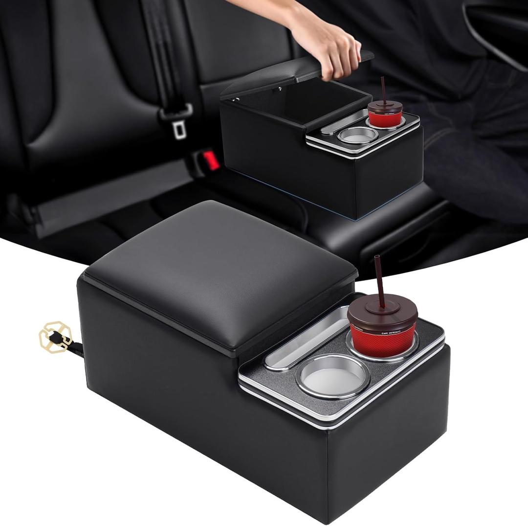 Upgraded Bench Seat Center Console with Extra Large Cup Holder & Phone Holder, Universal Center Console for Truck & Van & Car Central Console for Bench Seat (Regular)