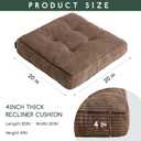 HIGOGOGO Tufted Corduroy Recliner Seat Cushion for Elderly, High Density Foam Large Square Seat Cushion for Recliner Chair, Floor Pillow, Office Chair, Car, No Pressure on Thighs, 20x20x4