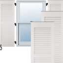 18"W x 39"H Americraft Two Equal Louver Exterior Real Wood Shutters (Per Pair), White
