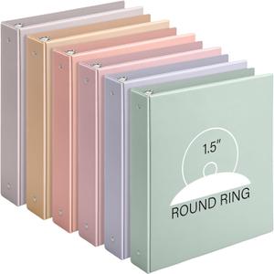 Ctosree 6 Pcs Heavy Duty Plastic 3 Ring Binder with 2 Pockets Multicolor Durable Hardcover Binders Loose Leaf Binder for Letter for Office Supplies(1.5 Inch,Candy Color)