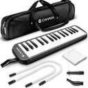 CAHAYA Melodica 32 Keys Double Tubes Mouthpiece Air Piano Keyboard Musical Instrument with Carrying Bag 32 Keys, Black, CY0050-1
