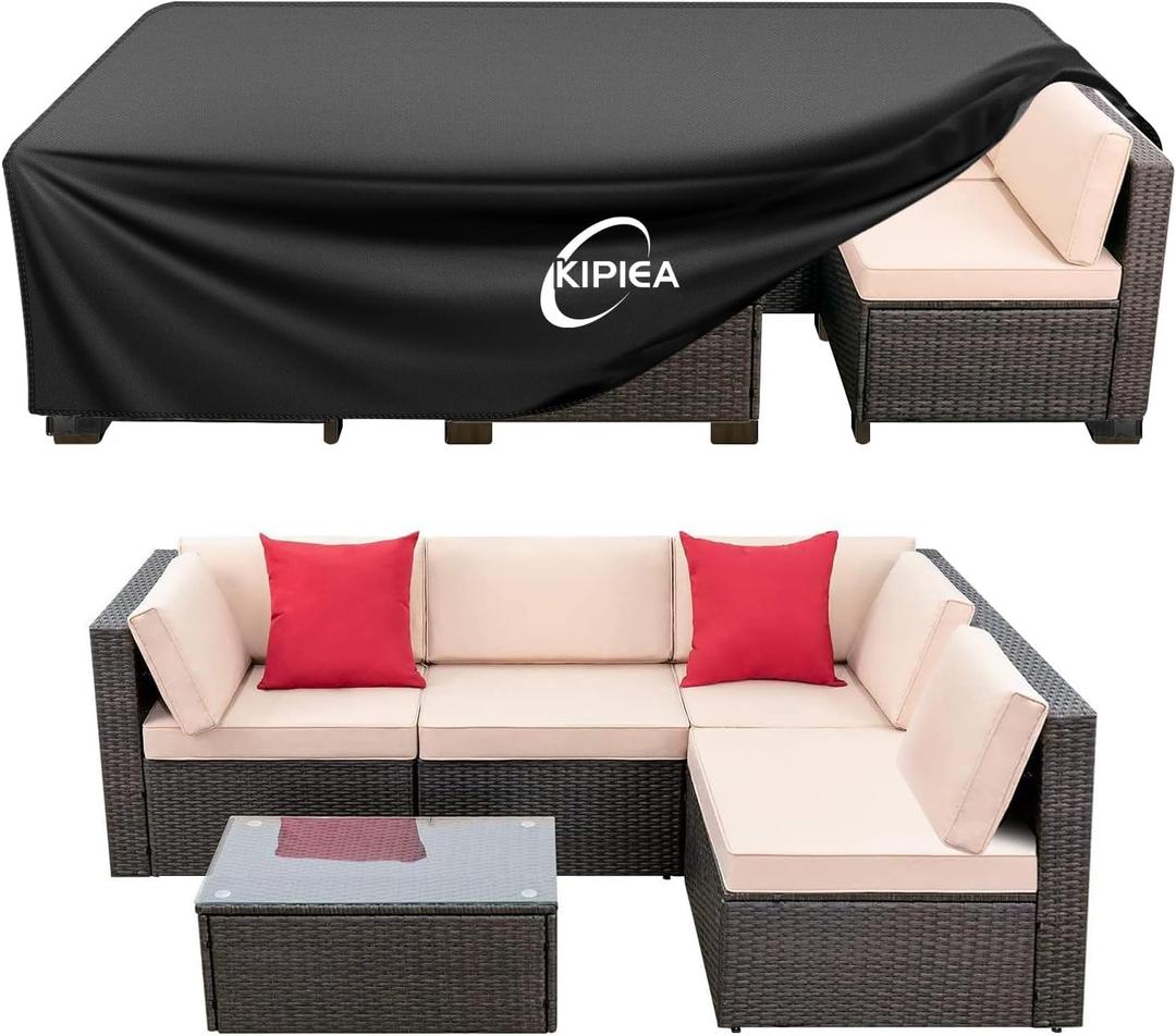 Kipiea Patio Furniture Covers Waterproof Winter, Heavy-Duty Outdoor Furniture Set Covers for Table Chairs, Anti-UV, No Tears or Fading (74" L x 47" W x 28" H)