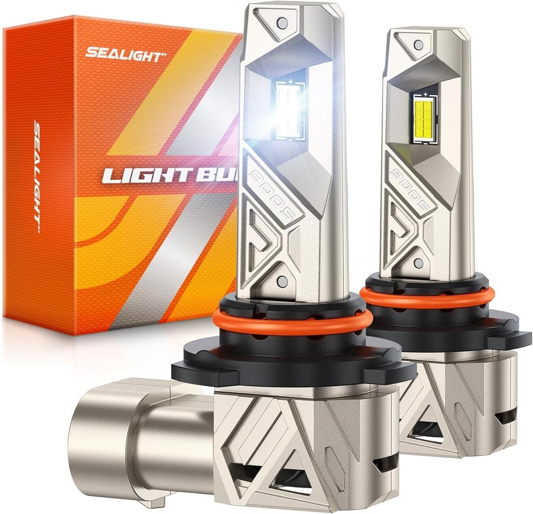 SEALIGHT 9005/HB3 LED Bulbs, 96000LM S6 Pro 9005 Bulb with 2026 8th LED-Chips, 80000H+ Lifespan HB3 Drving Light, 6500K White 1000% Bright Fog Light,1:1 Plug and Play, Pack of 2
