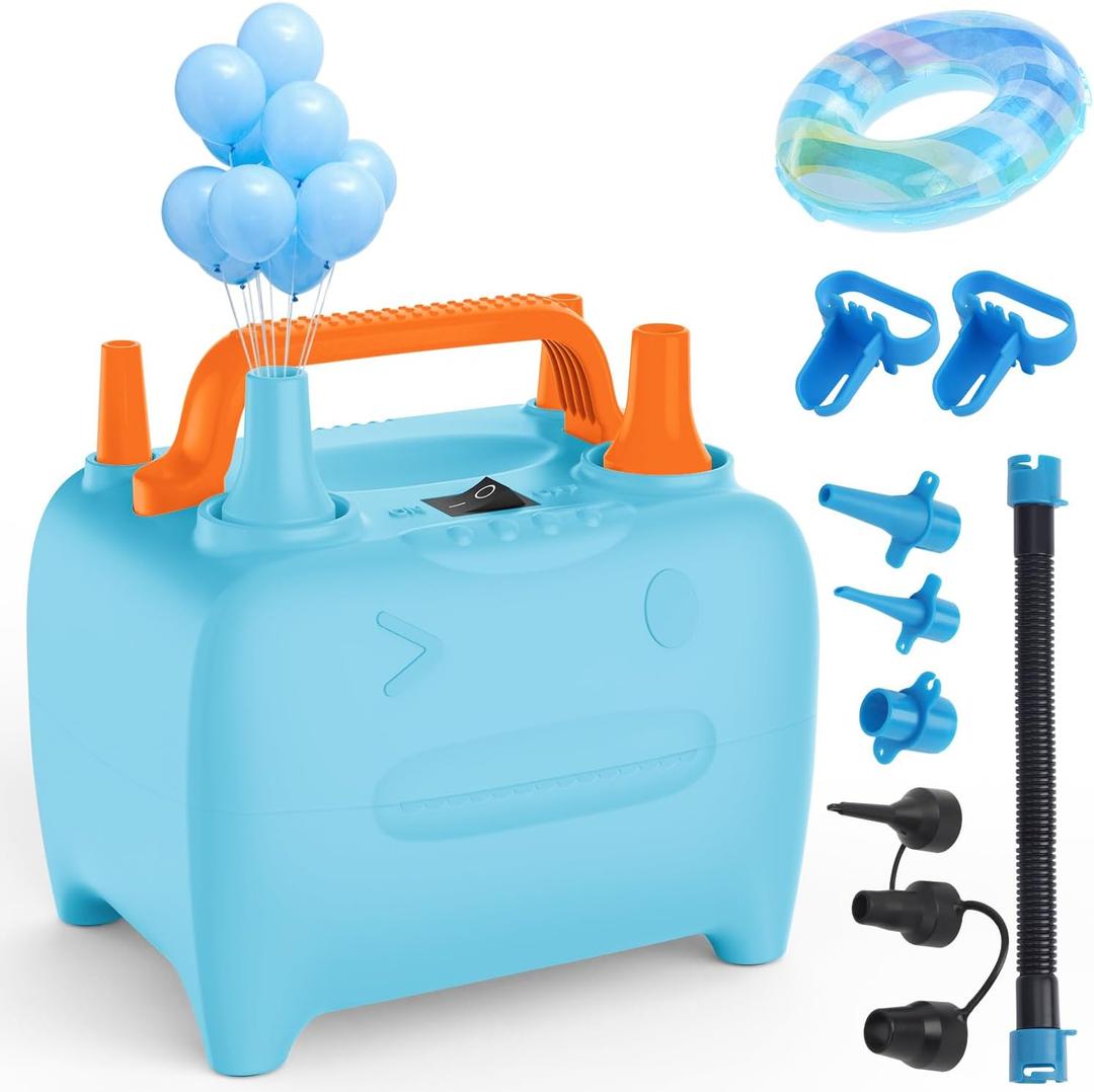 OWill Balloon Pump Electric, Multipurpose Balloon Inflator Electric Air Pump, Portable Dual Nozzle Balloons Air Pump Electric 600W Blow Machine for Party Decoration