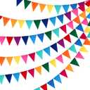 Outus 6 Pack 72 Flags/8.2 ft Rainbow Pennant Banner, Multicolor Bunting String Triangle Flags Garland for Birthday Party Classroom Carnival Baby Shower Indoor Outdoor Decorations(Rainbow Colors)