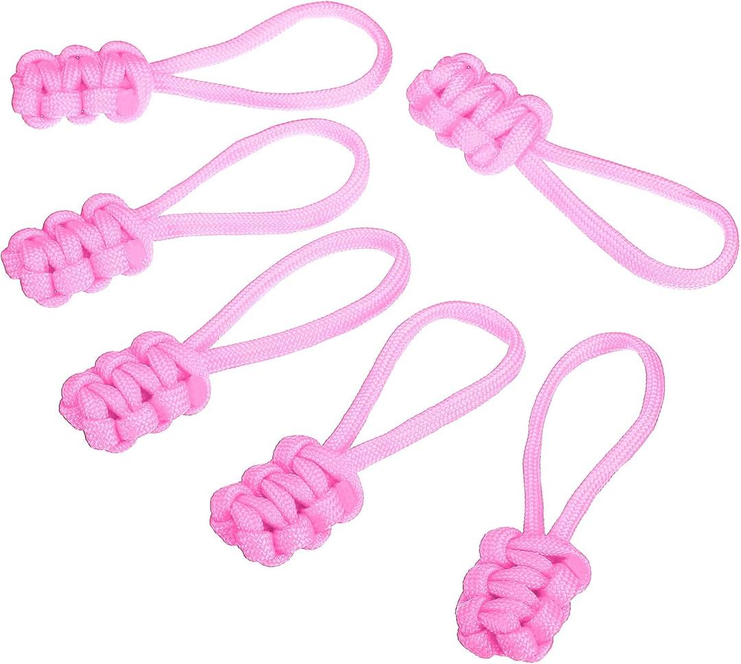PATIKIL Zipper Pulls Replacement, 6 Pack Extension Cord Handle Fix Pull Tab Extender Fixer Slider Head Repair Kit for Luggage Backpack Jacket, Pink