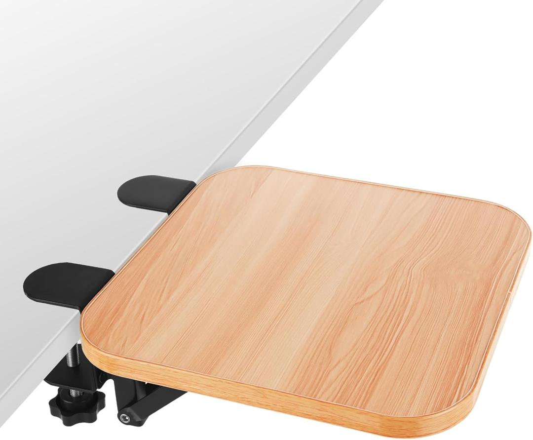 DAJAVE Ergonomics Desk Extender Tray, 9.4x9.1Inch Clamp On Desk Shelf, Foldable Table Extender for Desk, Table Desk Arm Rest, Keyboard Drawer Tray for Office and Home, Workstation Organizer