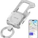 Miroddi Keychain Tracker, Men's Key Chain Works with Find My(iOS Only), Heavy Duty Keychain Carabiner Bottle Opener, Car Key Chains with Finder, Anti-lost Keyrings Tracker, Rechargeable, Silver