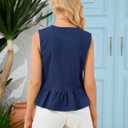 Denim Tops for Women Jean Vest Top Sleeveless V Neck Waistcoats Suit Denim Vest Bow Tie Front Peplum Crop Tank Tops (Large, 03-dark Blue)