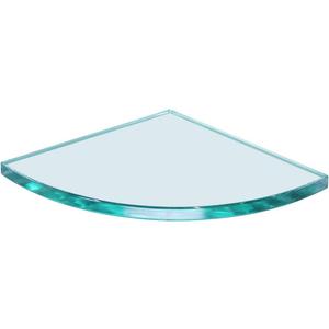 6" x 6" Quarter Round Floating Glass Shelf - Shelf Only - Tempered - 3/8" Thick - Flat Polished Glass