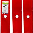MaxPower 561143B 3 Blade Mulching Set for Many 60 in. Cut Exmark Mowers Replaces OEM #'s 103-6393, 103-6393-S and Windsor 50-2812, Red