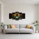 BJYCHG 5 Pieces Black Man Wall Art African American Pictures Gold Crown Paintings Black King Canvas Prints Afro Art for Men Bedroom Framed (Green, 8x14inx2 8x18inx2 8x22inx1)