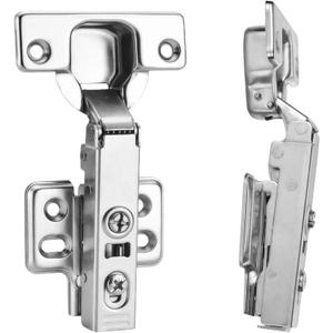 2pcs Professional Grade Full Overlay Soft Close Cabinet Hinges Frameless Concealed Cabinet Door Hinges European Soft Closing Four-Hole Mounting Plate Hinges Nickel Plated Finish (1 Pair)