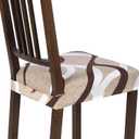 SearchI Stretch Dining Chair Seat Covers Set of 6, Soft Removable Washable Seat Covers for Dining Chairs, Dining Room Seat Cover Protector (Rear-Covered, Beige)