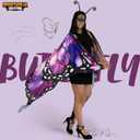 Spooktacular Creations 3pcs Adult Halloween Violet Butterfly Wing, Women Halloween Costumes Accessories, Shawl Wing with Lace Mask and Black Headband (Purple)