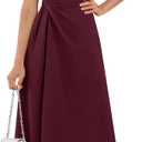 Aupuls Midi Wedding Guest Dresses for Women Formal Sleeveless Cocktail Dress (X-Large, Burgundy)