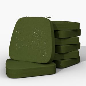 Iristykilin17'' x 16'' x 2.5"Thick Chair Cushions for Dining Chairs, 8 Pack WaterProof Easy Clean Kitchen Chair Pads with Ties and Non-Slip Backing - 30D High Elastic Foam Soft Kitchen Chair Cushions, Green
