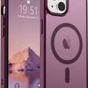 SUPFINE Magnetic for iPhone 15 Plus Case & iPhone 14 Plus Case(Compatible with MagSafe)(Military Grade Drop Protection) Slim Translucent Shockproof Phone Case,Wine Red