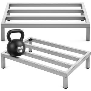 MorningRo 2 Pack Dunnage Rack 36" Long x 20" Wide, 7.9" Height Stainless Steel Shelf 3600+ Pound Capacity Commercial Food Floor Rack for Restaurants Kitchens Garages and Vehicles