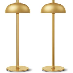 2 Pack Cordless Table Lamp, 5000mAh Portable Rechargeable Table Lamp, 3 Color Modes Stepless Dimming Table Light with Memory Function, for Dinner, Patio, Home, Restaurant.(Gold)