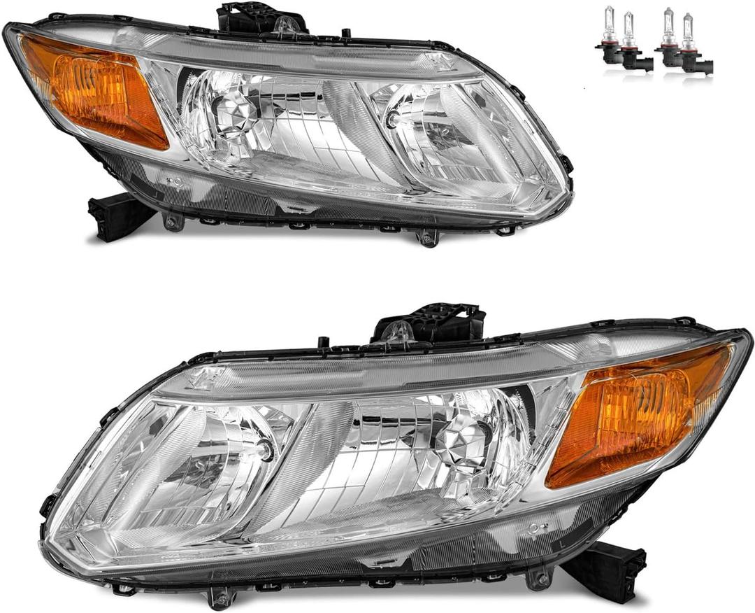 Headlights Assembly for 2012-2015 Honda Civic 4Dr Sedan, for 2012-2013 Honda Civic 2Dr Coupe Headlamp Replacement Driver & Passenger Side