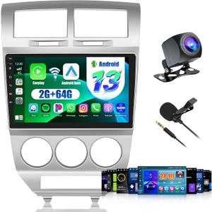 2+64G Android 13 CarPlay Car Stereo Radio for Dodge Caliber 2007-2012, 10.1'' HD Touch Screen Compatible with Android Auto, AHD Backup Camera, Mirror Link, GPS, WiFi, FM RDS