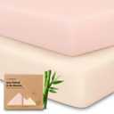 KeaBabies 2-Pack Baby Crib Sheets for Boys, Girls - 52x28 Viscose Derived from Bamboo Toddler Bed Sheets Neutral, Fitted Crib Mattress Cover for Standard Baby Bedding, Soft & Cozy Cameo