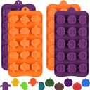 HUAKENER 4 Pack Halloween Candy Molds, Silicone Pumpkin Mold, Ghost Chocolate Mold, Halloween Silicone Molds for Chocolate, Candy, Jelly, Wax Melt, Ice Cubes, Cake Decorations