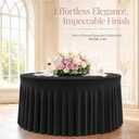 10 Pack Black 120 Inch Stretchy Fitted Spandex Tablecloths for 60 Inch Round Tables, Wrinkle Free Washable Polyester Table Covers with Skirt for Wedding Birthday Banquet Events, 120 Spandex Tablecloths -10pcs
