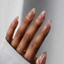 BTArtbox Press On Nails Almond - Cat Eye Press On Nails Medium Fake Nails with 3D Sculpting Metallic Design, Supremely Fit & Glossy Glue On Nails in 15 Sizes for Gift, Knightshield