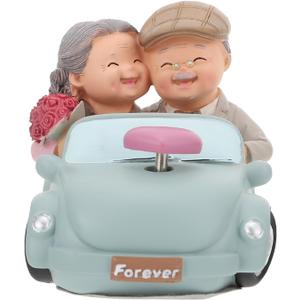 Wedding Cake Topper Figurines Old Couple Statues Love Grandparents Parents Wedding Anniversary Valentines Day Gift Mini Table Collectible Figure Centerpiece