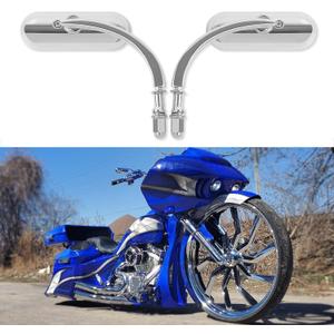 Chrome motorcycle 8mm 10mm Sportster Mirrors for Harley Road King Street Electra Glide Road Glide Dyna Softail Rearview 1982-2018 2019 2020 (Chrome#2)