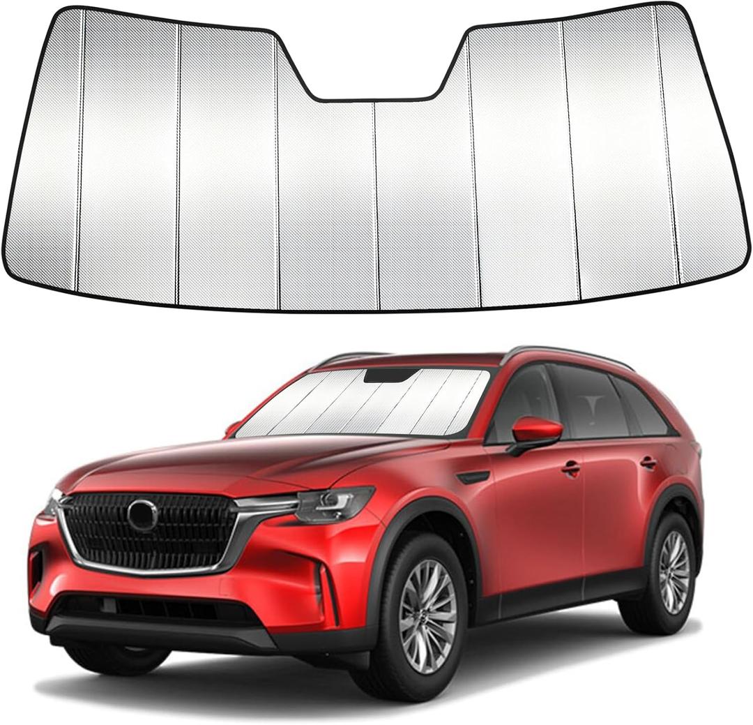 Windshield Sun Shade Custom Fit for Mazda CX-90 CX90 2024-2025 2026, Accordion Folding Thick Window Sunshade Block Heat 99% UV Rays Sun Visor Keep Cooler Car Accessories