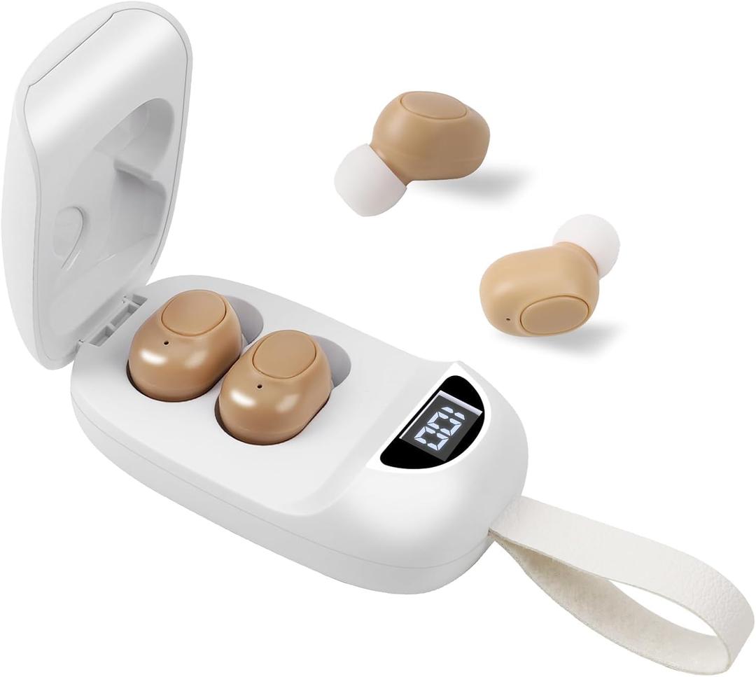 Hearing Aids for Seniors, Rechargeable Hearing Aid with Noise Cancelling for Adults, Invisible Hearing Amplifiers with Charging Box, Easy to Carry