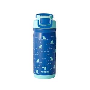 Reduce Hydrate Pro Kids 14oz Stainless Steel Insulated Water Bottle w/Straw – Spill Proof Tumbler for Kids – 30 Hour Cold Retention – Dishwasher Safe Leak-Proof Design - Shark Bait