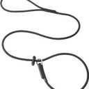 Slip Lead Dog Leash for Small & Medium Dogs, 1/4 x 4ft Sturdy Nylon Rope with Spring-Loaded Adjustable Stopper, Easy On/Off Training & Walking Slip Leash(Black, 4ft*1/4")