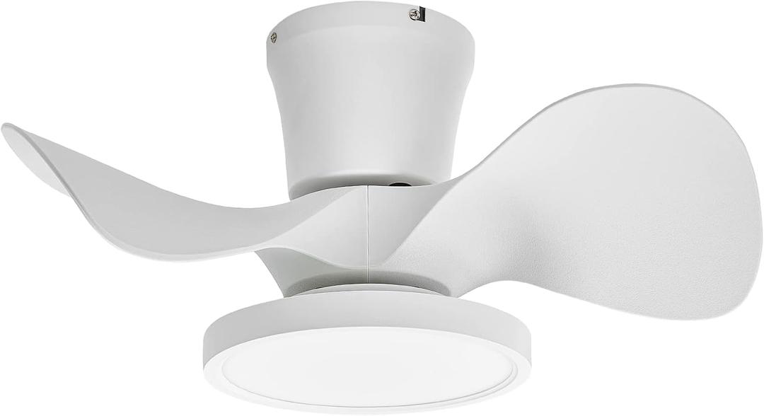 ocioc Quiet Ceiling Fan with LED Light 22 inch Large Air Volume Remote Control for Kitchen Bedroom Dining Room Patio (White)