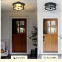 Black Ceiling Light Fixtures Flush Mount Light, 2 Bulb with Glass Flush Mount Ceiling Lights Fixture Bedroom, Indoor Outdoor Ceiling Lights for Porch Hallway Kitchen