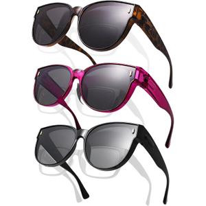 JALEBI Polarized Fit Over Glasses Sunglasses for Women Large Round Cat Eye Shades UV400 Protection Lightweight for Driving