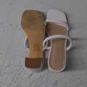 Women's Square Open Toe Heeled Sandals Two Strap Mules Slip On Block Chunky Mid Heels Sandals 7.5, White