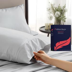 100% Egyptian Cotton Pillow Cases King Size Set of 2 - Luxury 1200 Series Signature Collection Sateen Light Grey Pillow Covers Soft Cooling Long Staple Pillowcases Fits King Size Pillows