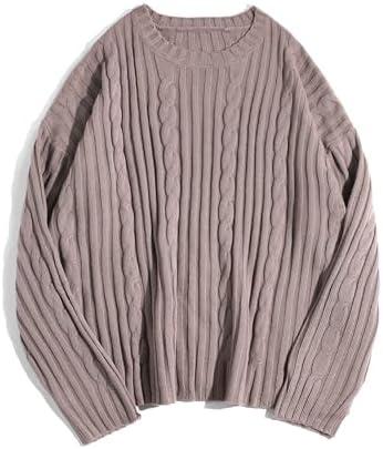 ZAFUL Mens Sweaters Casual Crewneck Textured Long Sleeve Color Block Vintage Knit Pullover Tops L