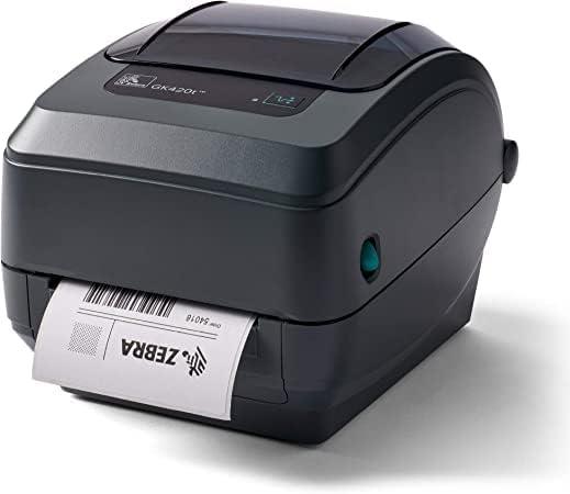 Zebra - GK420t Thermal Transfer Desktop Printer for Labels, Receipts, Barcodes, Tags, and Wrist Bands - Print Width of 4 in - USB and Ethernet Port Connectivity