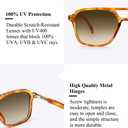 2 x YUNKRK Retro Aviator Sunglasses for Women Men Vintage Square Pilot Sun Glasses Trendy Sunnies Unisex 100% UV Protection Light Tortoise Frame Light Brown Gradient Lens
