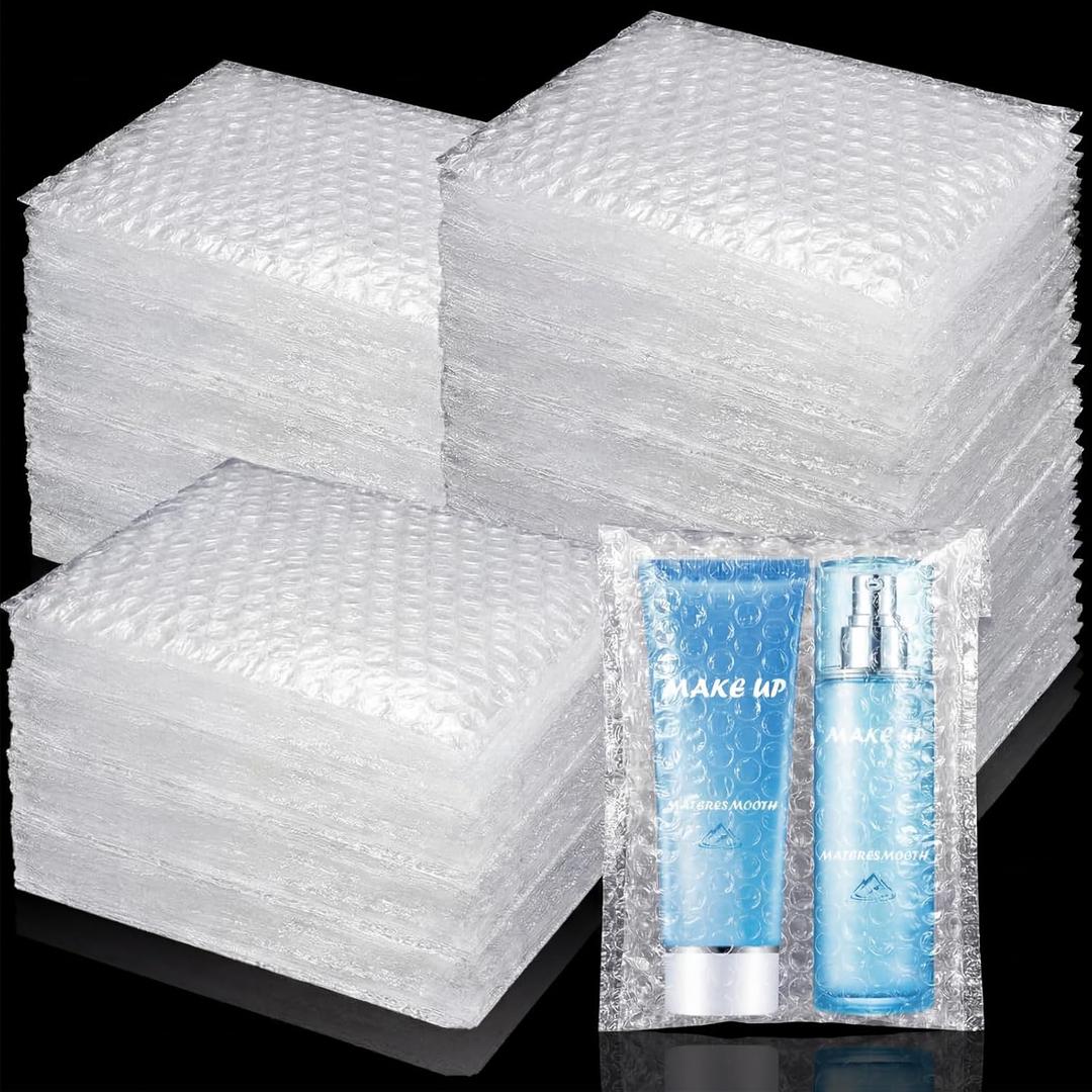 200Pcs Bubble Pouches Wrap 6x8, Clear Bubble Out Bags for Packing, Double Walled Moving Supplies Bubble Bags for Fragile Dishes China Plates, Bubble Pouch Bags for Shipping Storage Wrapping