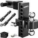 Adjustable Trailer Hitch for 2-Inch Receiver-8-Inch Drop/Rise,2" & 2-5/16" Ball Hitches for Trucks,18,500 LBS GTW, Heavy Duty Aluminum Tow Hitch with Anti-Theft Locking Pins,Black