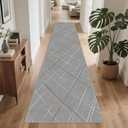 TTelephant Runners for Hallways Ultra Non-Slip 2x10 Long Runner Rugs Washable Modern Tear and Stain Resistance No Pile Lightweight Rug Runners for Entryway, Kitchen, Walkway, Entrance, Light Gray