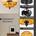 ANYLOVE Modern 12Inch Amber Flower Glass Semi Flush Mount Ceiling Light, 3 Light for Living Room Bedroom Hallway Entryway Foyer