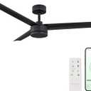 Breeze Collection Smart Indoor and Outdoor 52in 3-Blade Ceiling Fan in Matte Black with Remote Control Works With iOS or Android App