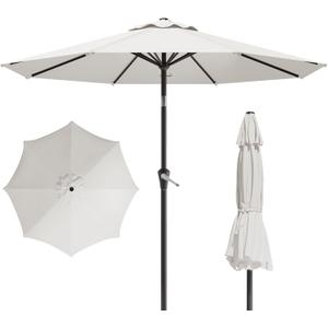 10FT Patio Umbrella, Outdoor Umbrella with Push Button Tilt and Crank, 8 Sturdy Ribs, UV Protection & Waterproof Market Umbrella for Pool, Backyard, Beach,Deck(Cream White)